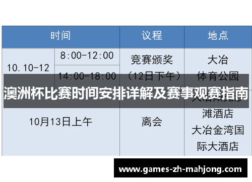 澳洲杯比赛时间安排详解及赛事观赛指南
